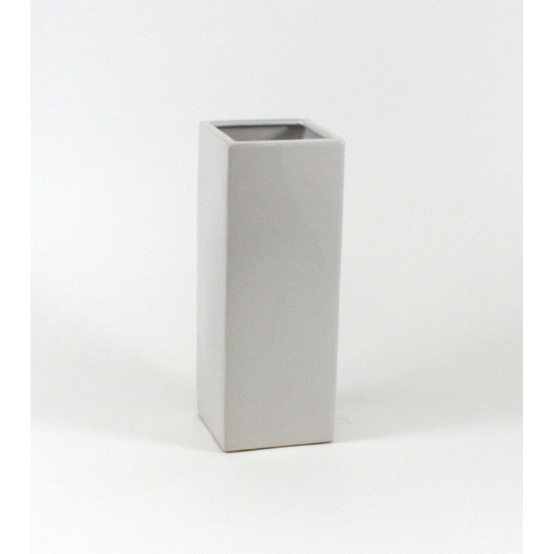 Vase de table en céramique carrée, Blanc, H 14 po x l 5 po x P 5 po