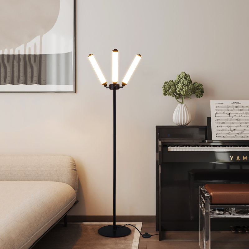 Okeema 69.3" Modern Black Dimmable LED Tree Floor Lamp with Remote Control