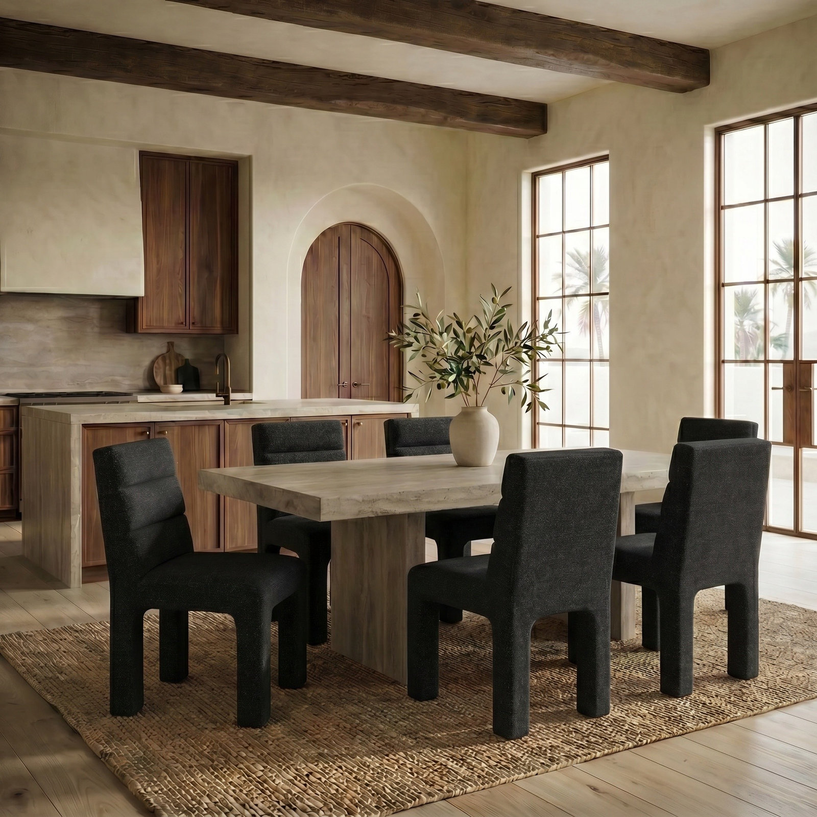 Shepha Dining Chair, Black Linen