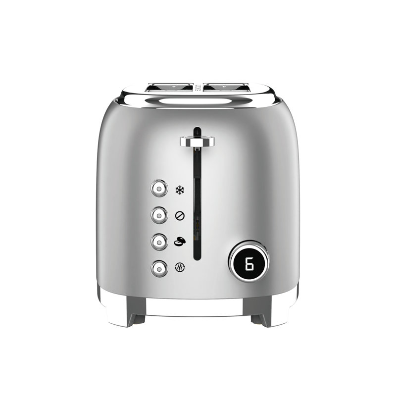 Salton NuRetro Digital 2 Slice Toaster, Space Cherry Model ET2183RD, Metallic Silver