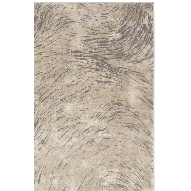 Tapis ivoire / gris Wendi, Rectangle 5 pi 3 po x 7 pi 6 po