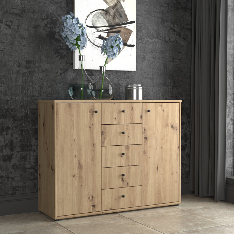 Amandla 108.8 cm W Chest of 5 Drawers, Artisan Oak