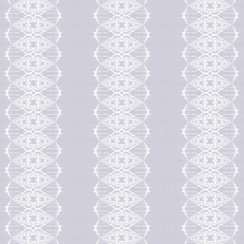 Elizabeth | Papier peint orné à rayures , Mauve/blanc