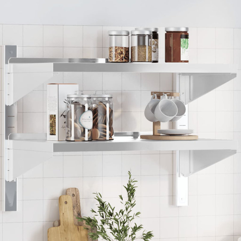 Alisone Stainless Steel Bracket Shelf, 60cm H x 75cm W x 40cm D