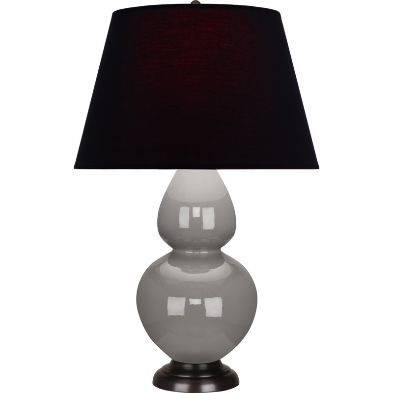 Lampe de table double gourde en céramique, Noir / Rouge, Taupe fumé glacé / bronze, Bronze