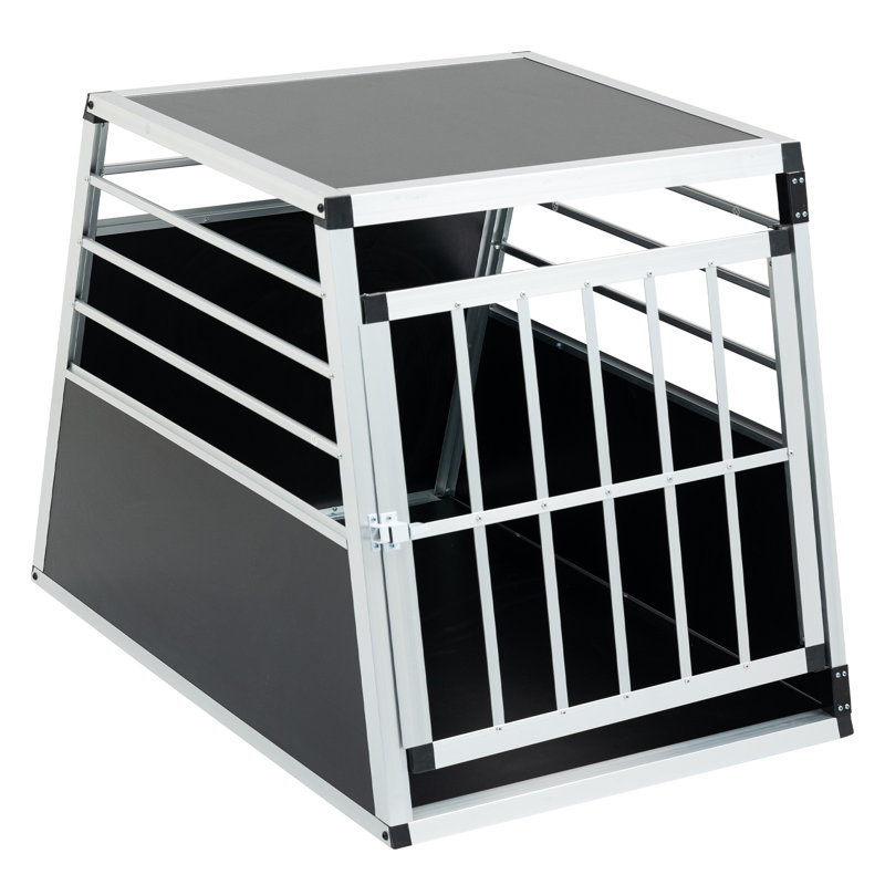 Caisse en aluminium pour chien pour coffre de voiture - Boîte de transport de voyage pour animaux de compagnie de qualité supérieure avec porte verrouillable
