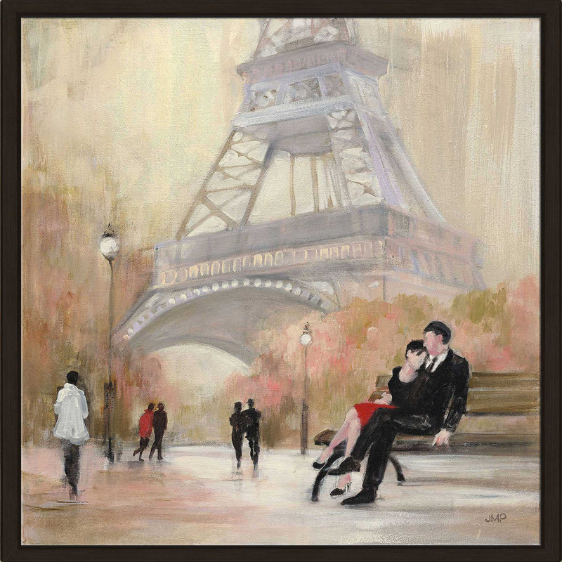 " Romantic Paris I " by Julia Purinton, Floater Frame Espresso, 21.5" H x 21.5" W x 2" D