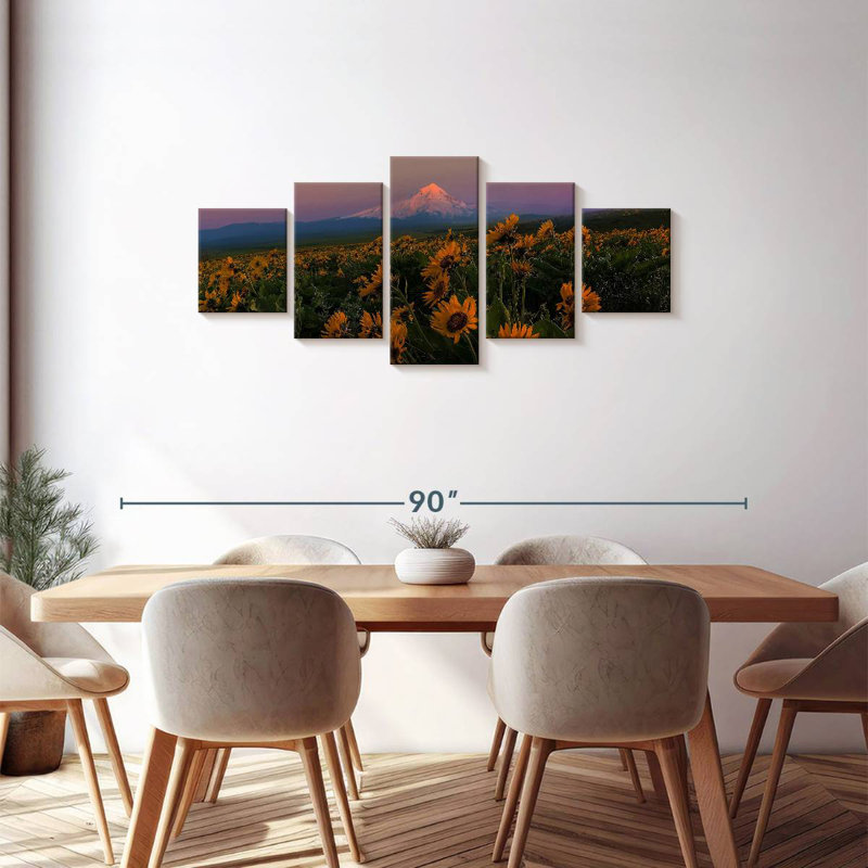 Mount Hood Flower Field, 30" H x 68" W