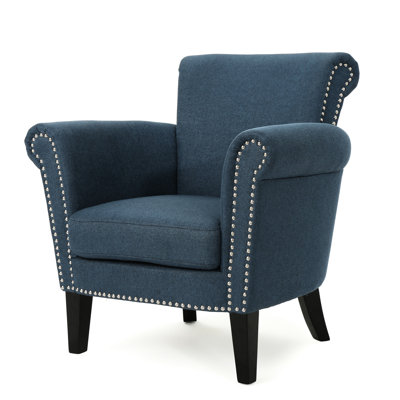 Exquisite Navy Blue Club Chair With Soft Fabric And Birch Wood Garden Cover