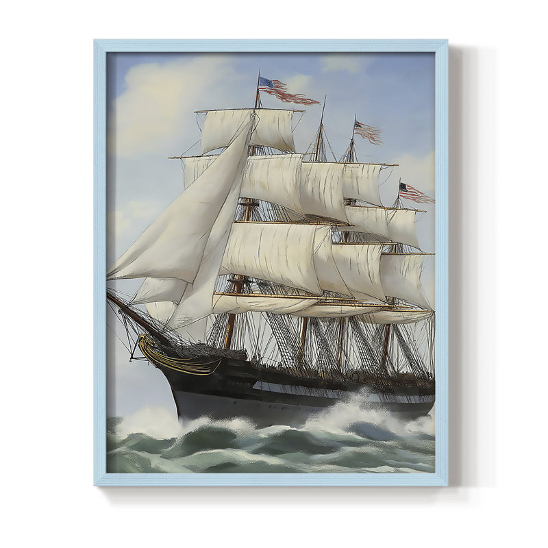 NAUTICAL Series LXVII, reproduction encadrée - bois massif, H 30 po x l 24 po, Bleu