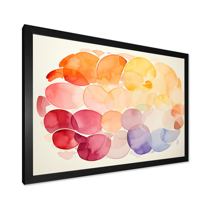 Encre géométrique couleur pastel - art mural géométrique, Cadre d'angle fermé noir, H 24 po x l 32 po x P 1 po