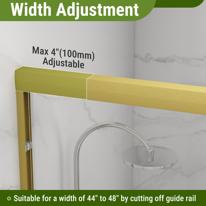 48'' W X 72'' H Double Sliding Semi-Frameless Shower Door With 1/4"(6Mm) Clear Tempered Glass,Bypass Shower Enclosure