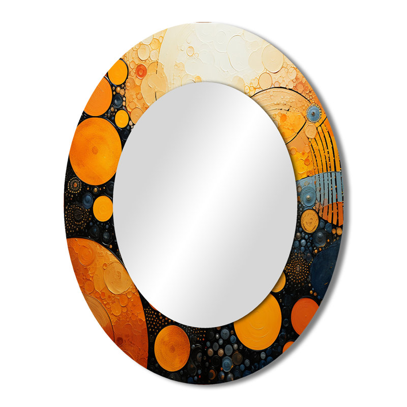 Fiery Fusion III - Miroir mural ovale jaune, 43 po x 33 po