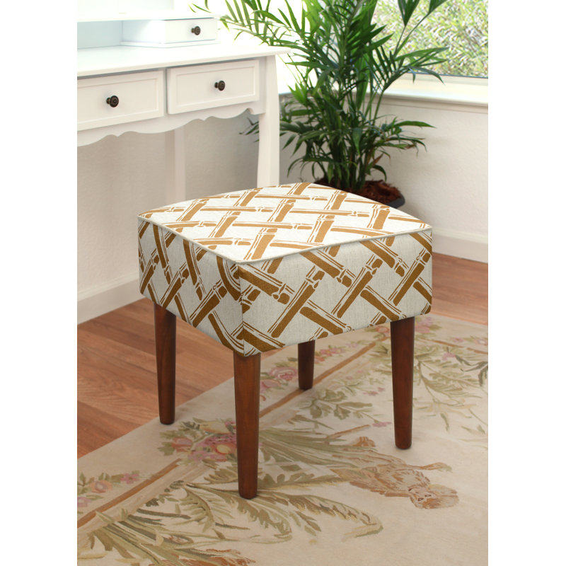 Caramel Bamboo Trellis Upholstered Vanity Stool