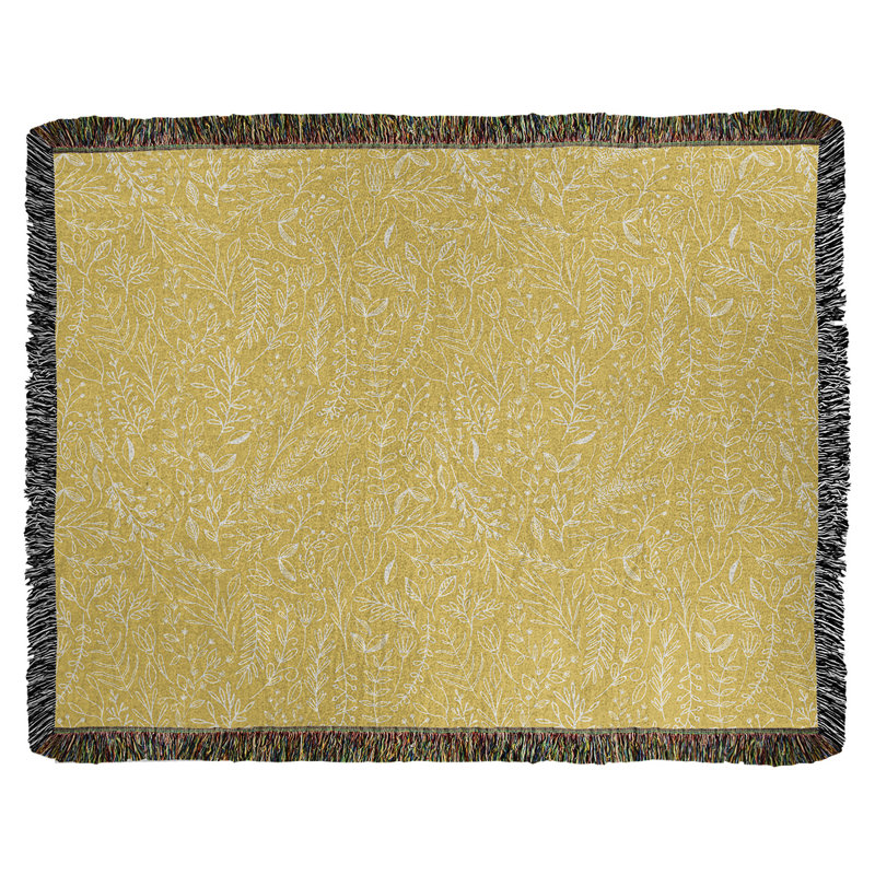 Couverture en coton tissé Katelyn Elizabeth Ditsy, l 50 po x L 60 po, Jaune / blanc