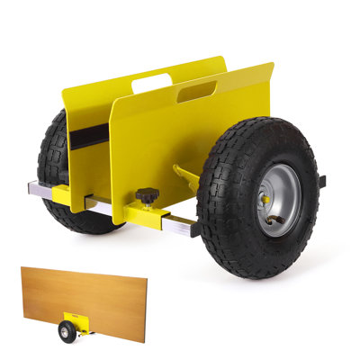 Heavy Duty Panel Dolly, 600 LBS Capacity, Adjustable Width 0-9.5", 10" Inflatable Wheels for Moving Drywall, Plywood, and Panels