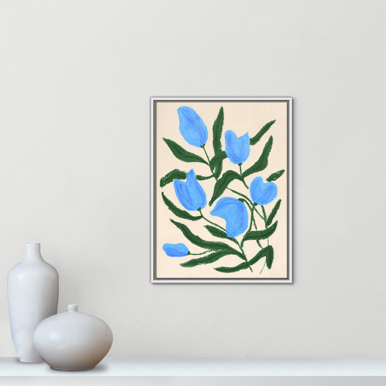 Blue Tulips Print by Camilla Bergqvist, 25.5" H x 19.5" W, White