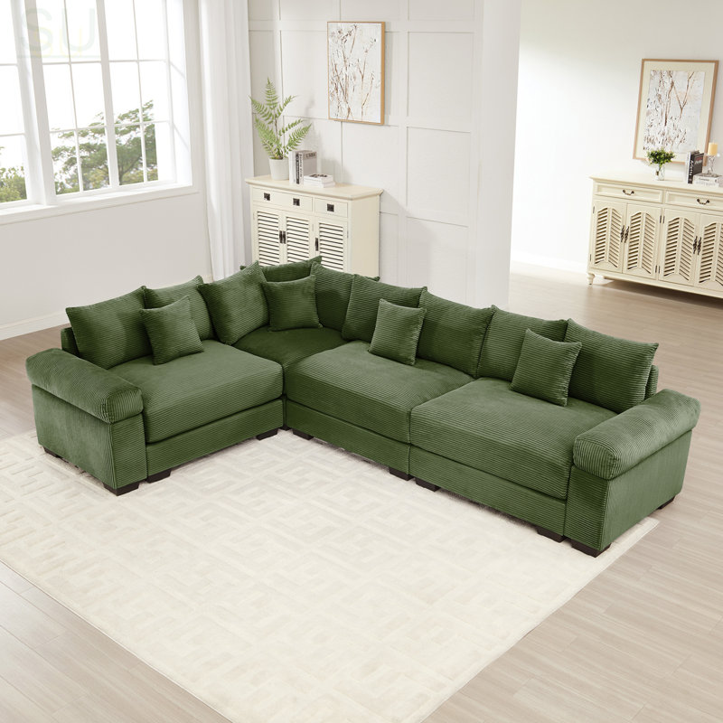 Oversized Cloud Modular Sectional Couch, Convertible Design With Extra-Wide Armrests And 13 Throw Pillows, Premium Corduroy Fabric For Ultimate Comfort And Style