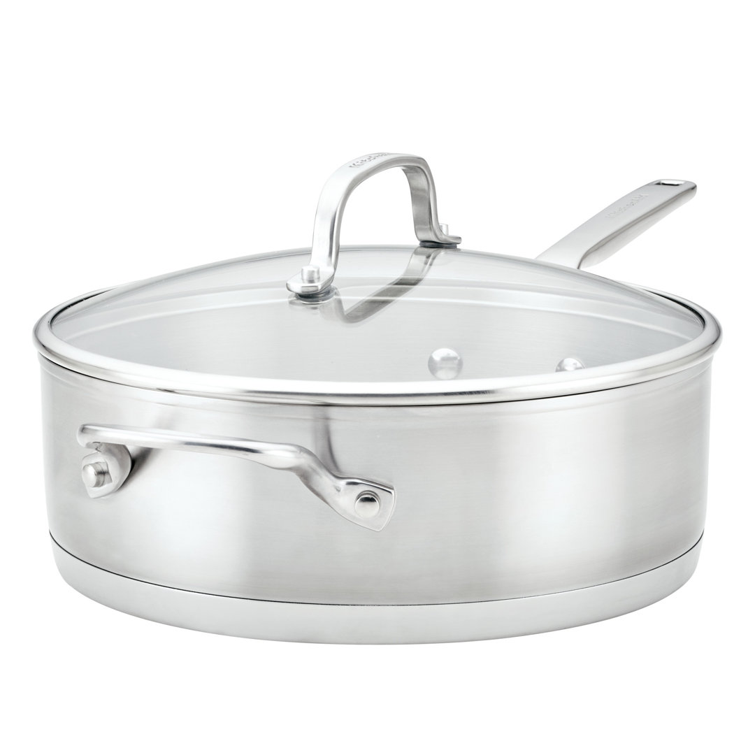 Kitchenaid 3-ply Base Stainless Steel Deep Saute Pan With Helper Handle And Lid, 4.5-quart, Brushed Stainless Steel KitchenAid®