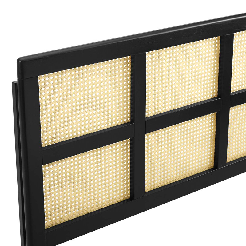 Luana Cane Mid-Century Modern Headboard by Modway, Black, Full