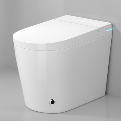 Yingze 10" Rough-In Tankless Compact Smart Bidet Toilet, 23" Small Size, Auto Flush Foot Sensor, Instant Warm Water, Heated Seat, Self-Clean Nozzle, LED Night Light, Wireless Remote