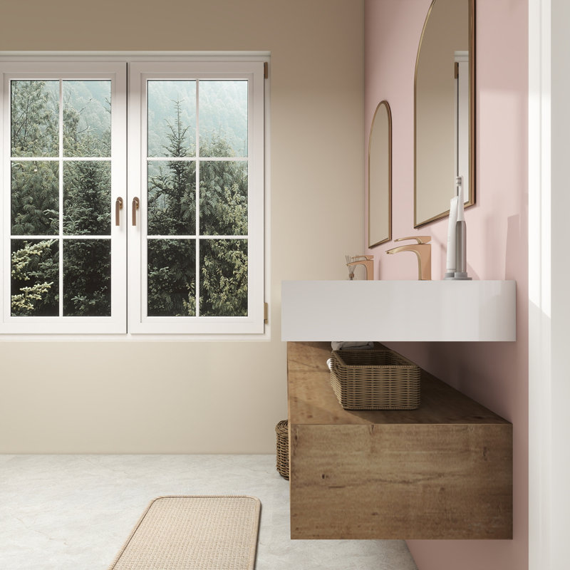 Ensemble de meuble-lavabo double mural 84 po Alysa, Chêne