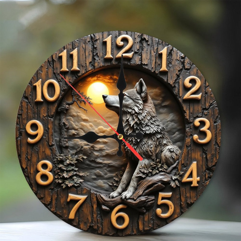 Horloge de loup en bois