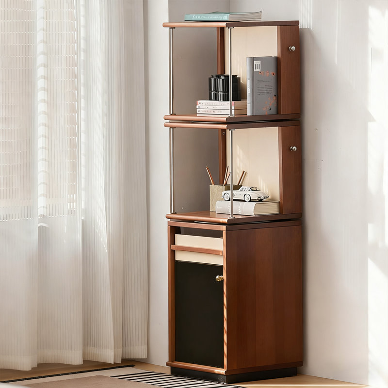 Black + White + Brown + Silver Solid Wood + Stainless Steel Display Cases, Black/White/Brown