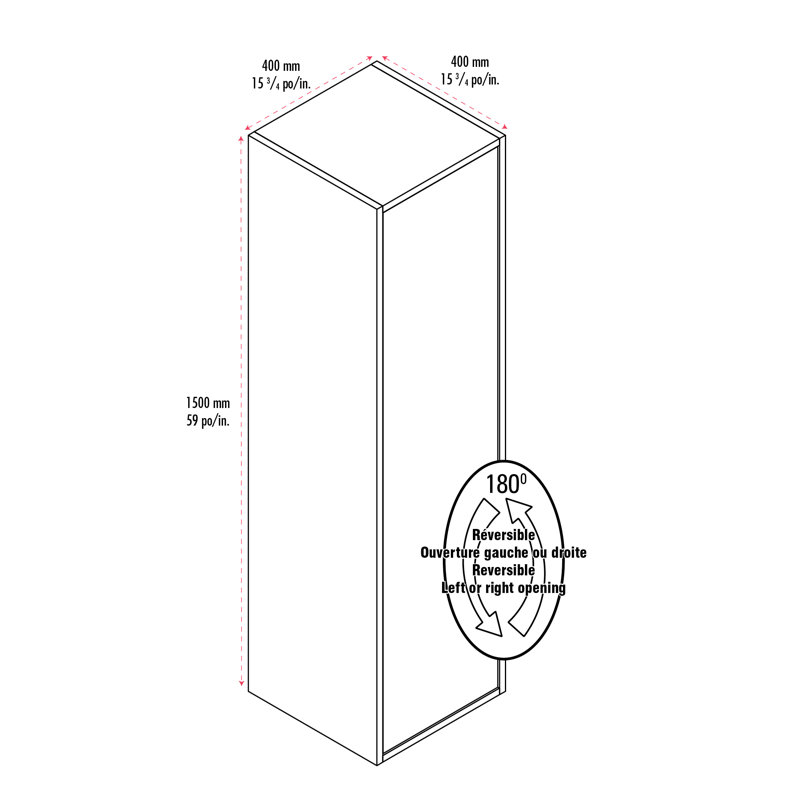 Armoire à linge murale Vezia l 15,75 po x H 59 po x P 15,75 po