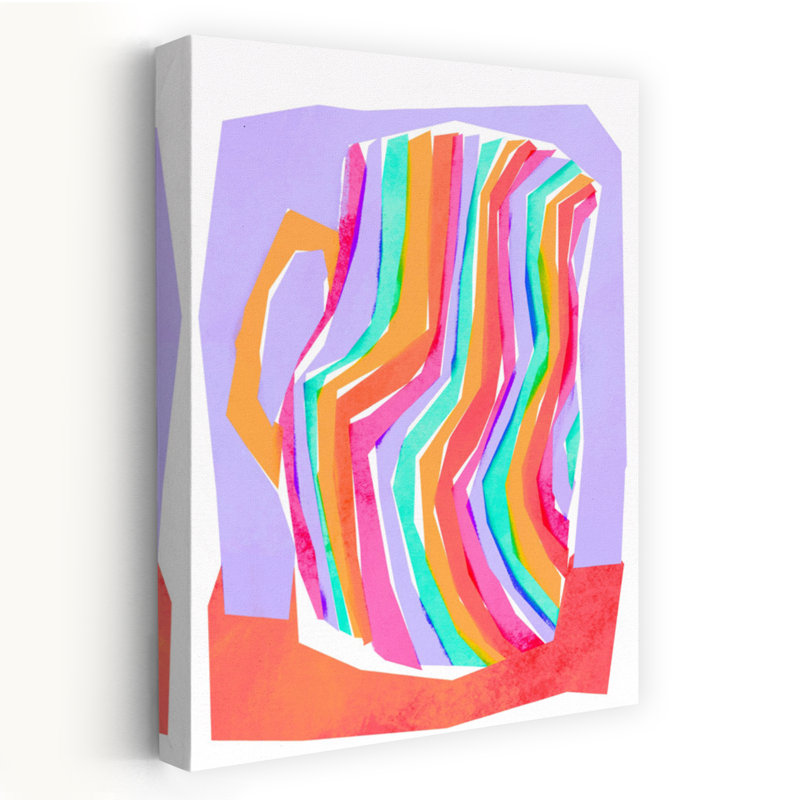 «Vibrant Striped Pitcher», impression murale audacieuse et colorée, 24" H x 16" W