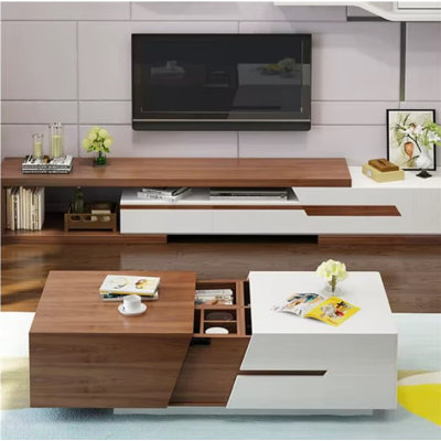 Table basse extensible de luxe 52 "avec rangement extensible 52"