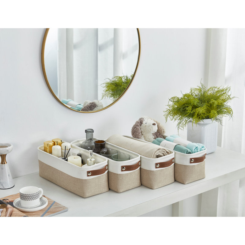 Petits paniers de rangement en tissu, Beige
