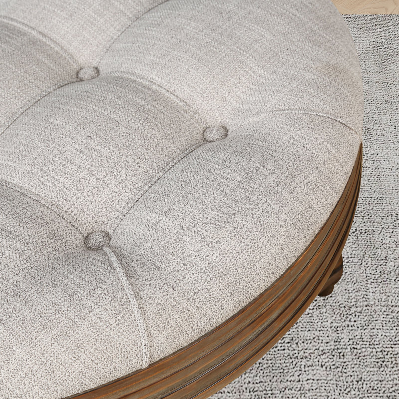 Round  Ottoman Coffee Table, Light Gray