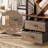 5-tier Industrial Bookshelf With Tree Design, 2 Fabric Drawers And Adjustable Feet – Rustic Brown-1813622786