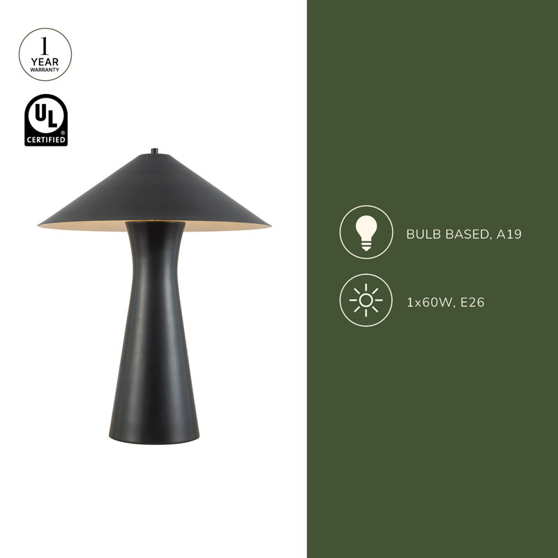 Blair 21-in Black Table Lamp, Vintage Brass
