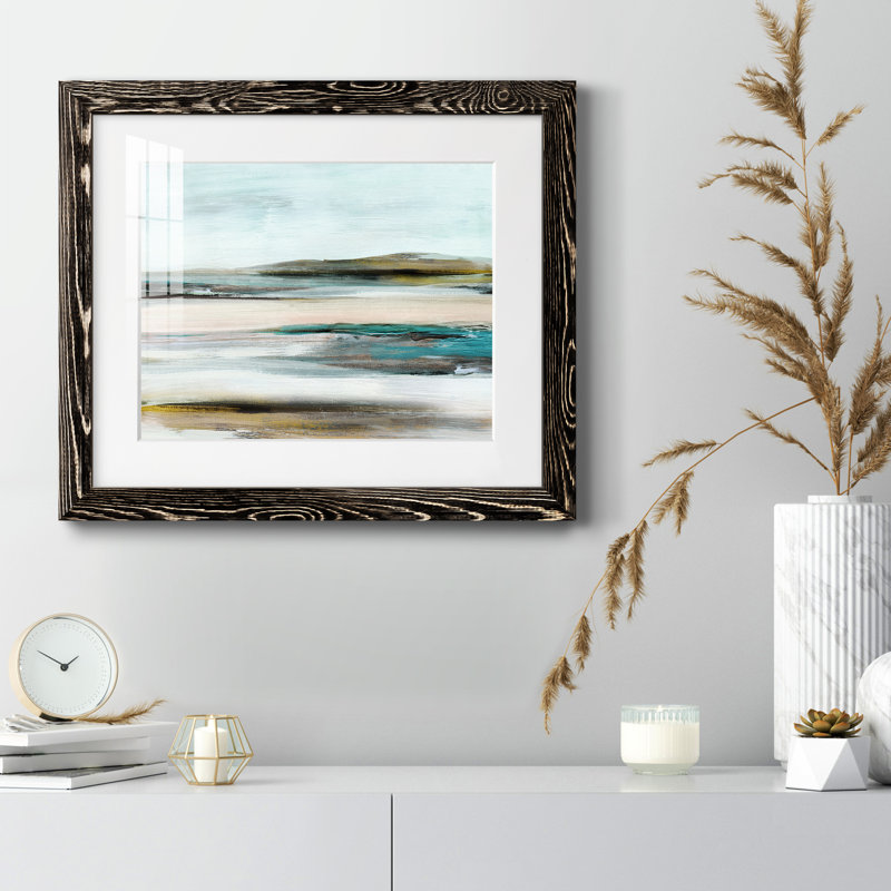 Shifting Horizons - Peinture encadrée, Cadre noir, H 20 po x l 17 po x P 1,5 po