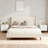 Modern Upholstered Platform Bed with Wingback Headboard and Walnut Wooden Legs, No Box Spring Needed-303500619-303500617