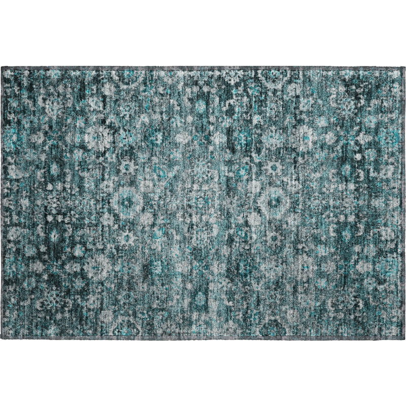 Premium Machine Washable Cerrito Teal Rug, Rectangle 1'8" x 2'6"
