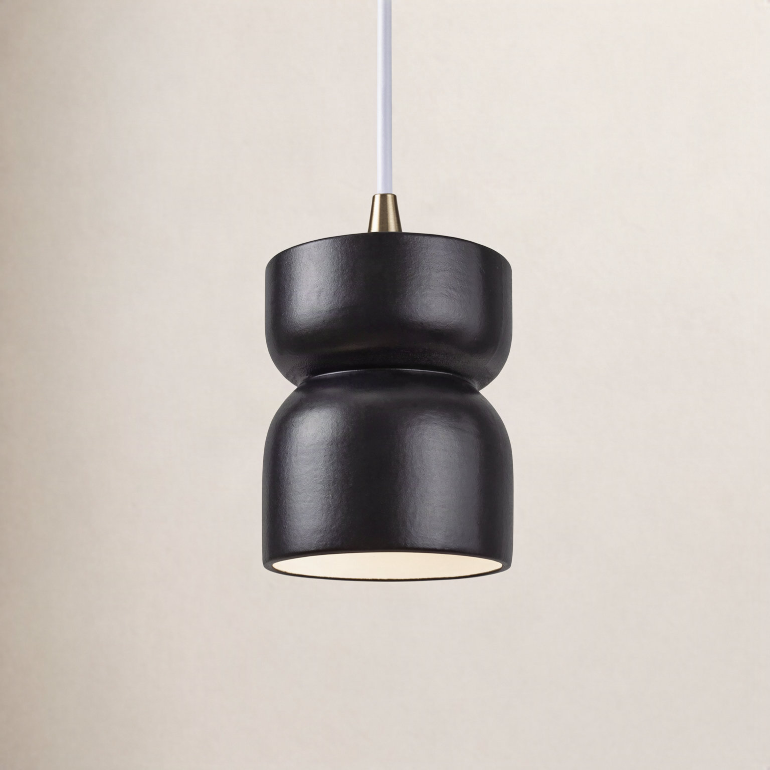 Nysta Dimmable Pendant, Gloss White, Antique Brass