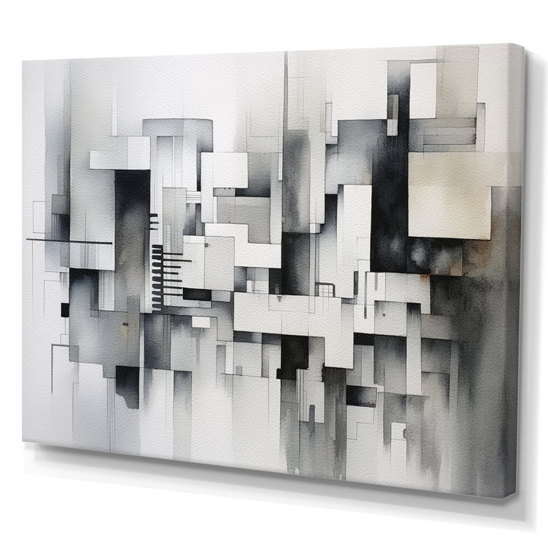 Impression sur toile gris abstrait Zen II - Minimalisme, H 34 po x l 44 po x P 1,5 po, Toile tendue