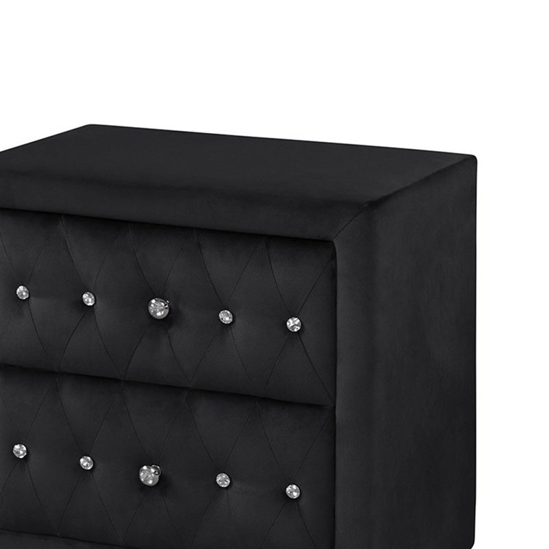 Ensemble de chambre à coucher 5 pièces Taner, Très grand, Noir, 5 Pcs: Bed, 2 Dressers, Mirror, Nightstand