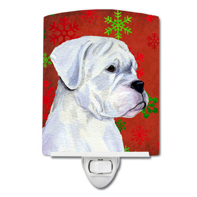 Boxer Snowflakes Holiday Christmas Ceramic Night Light