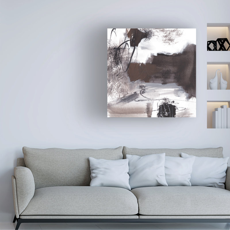 Melissa Wang Abstract White and Gray Canvas Art 14" x 14"