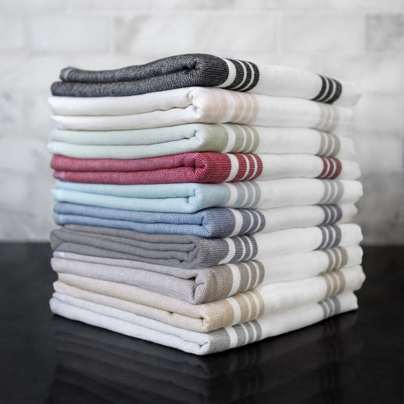 Dual Striped Tea Towel, Chili
