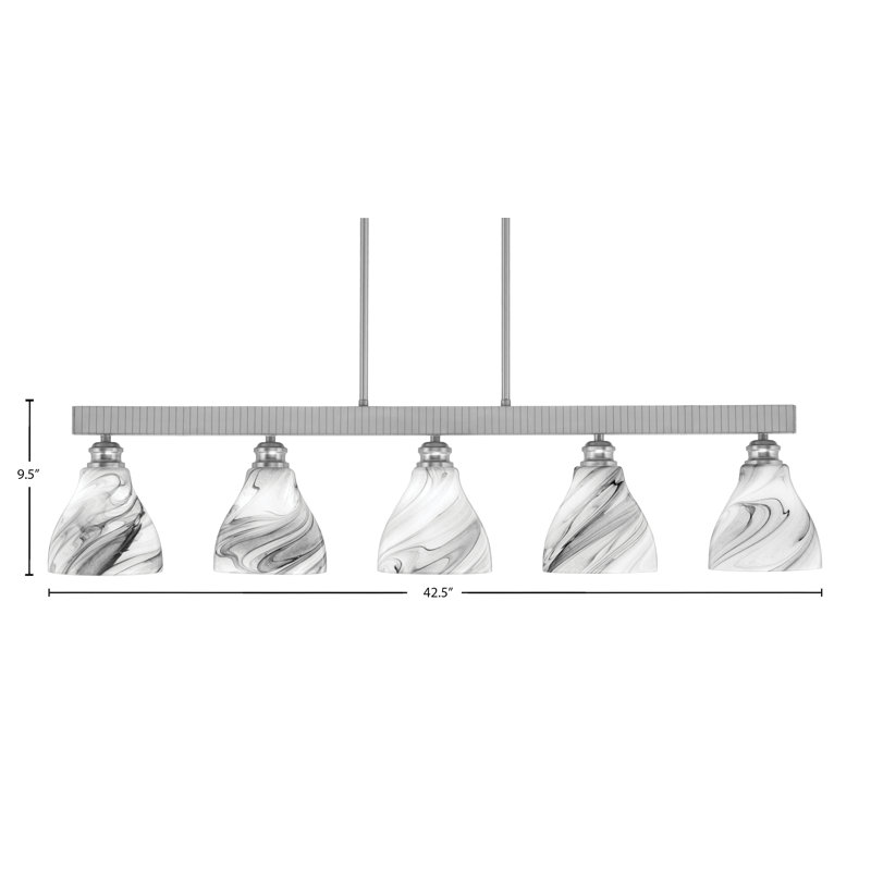 Barre d'éclairage 5 lumières Edge avec verre tourbillon onyx 6,25 po, Nickel brossé