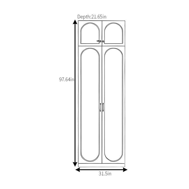 Classic Cream White Wardrobe, 97.64" H x 31.5" W x 21.65" D
