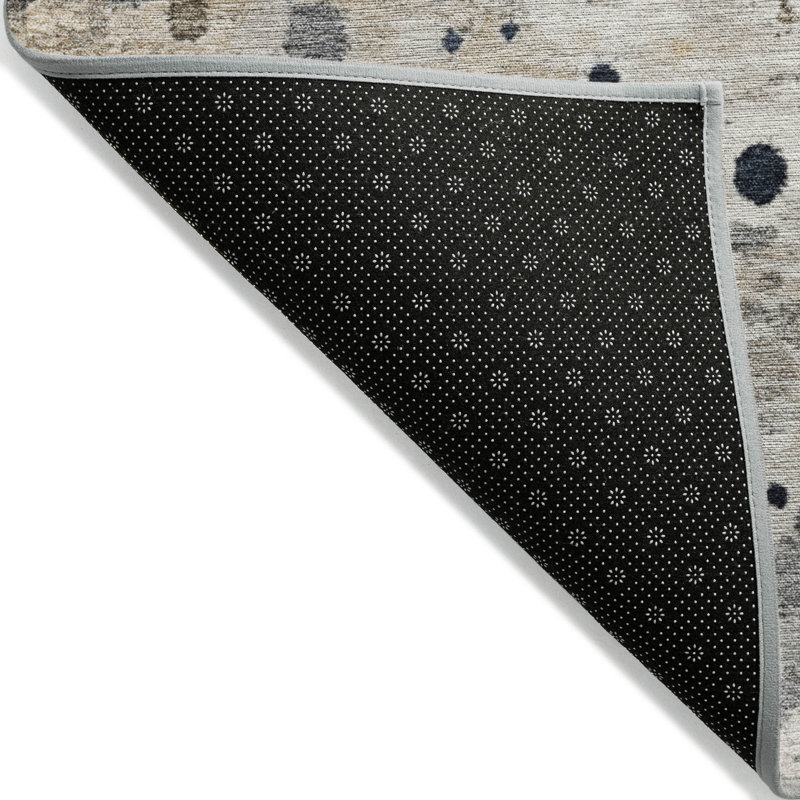Tapis extérieur lavable abstrait ivoire et taupe 5 pi x 8 pi