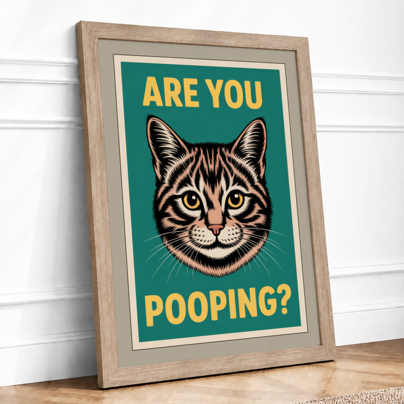Are You Pooping? Retro - Framed Print, Oak, A3 - 42.0 x 29.7 cm
