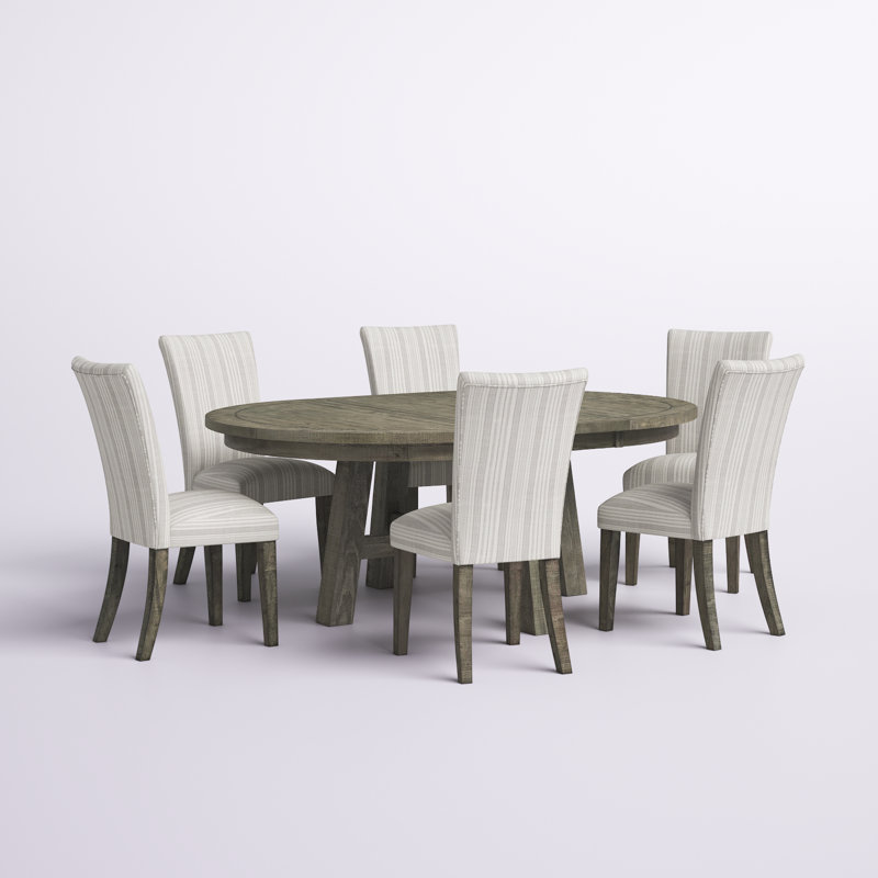 Verdonna Extendable Pine Solid Wood Dining Set, 7 Pieces: Table, 6 Chairs