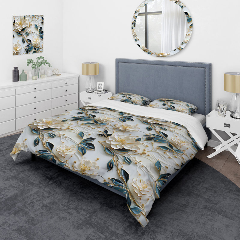 Oriental Elegance Marble Pattern - Ensemble de housse de couette en marbre, Housse de couette simple + 1 taie décorative stan
